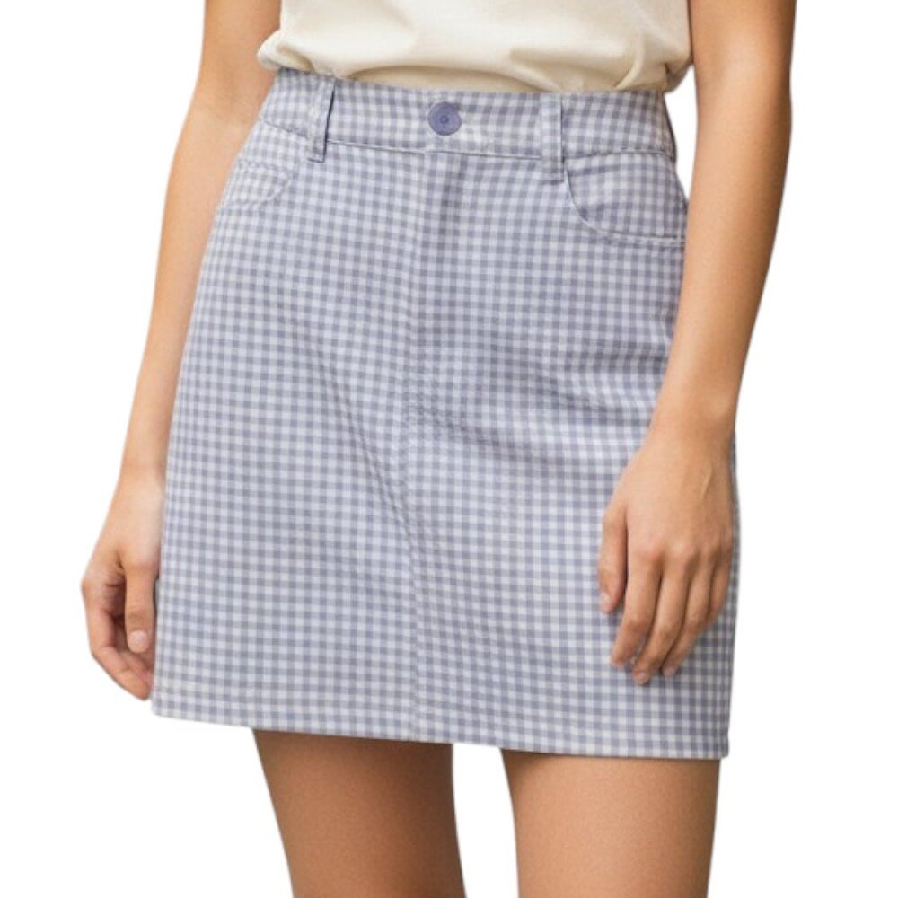 Forever 21 Purple and White Gingham A-Skirt Women's Size S